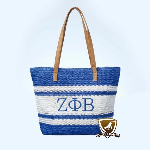 zeta phi beta raffia tote bag